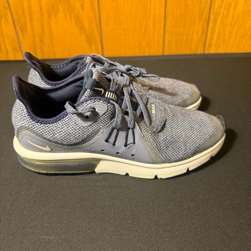 Nike Air Max Sequent 3 Blue Gray Running Sneakers - Picture 3 of 8